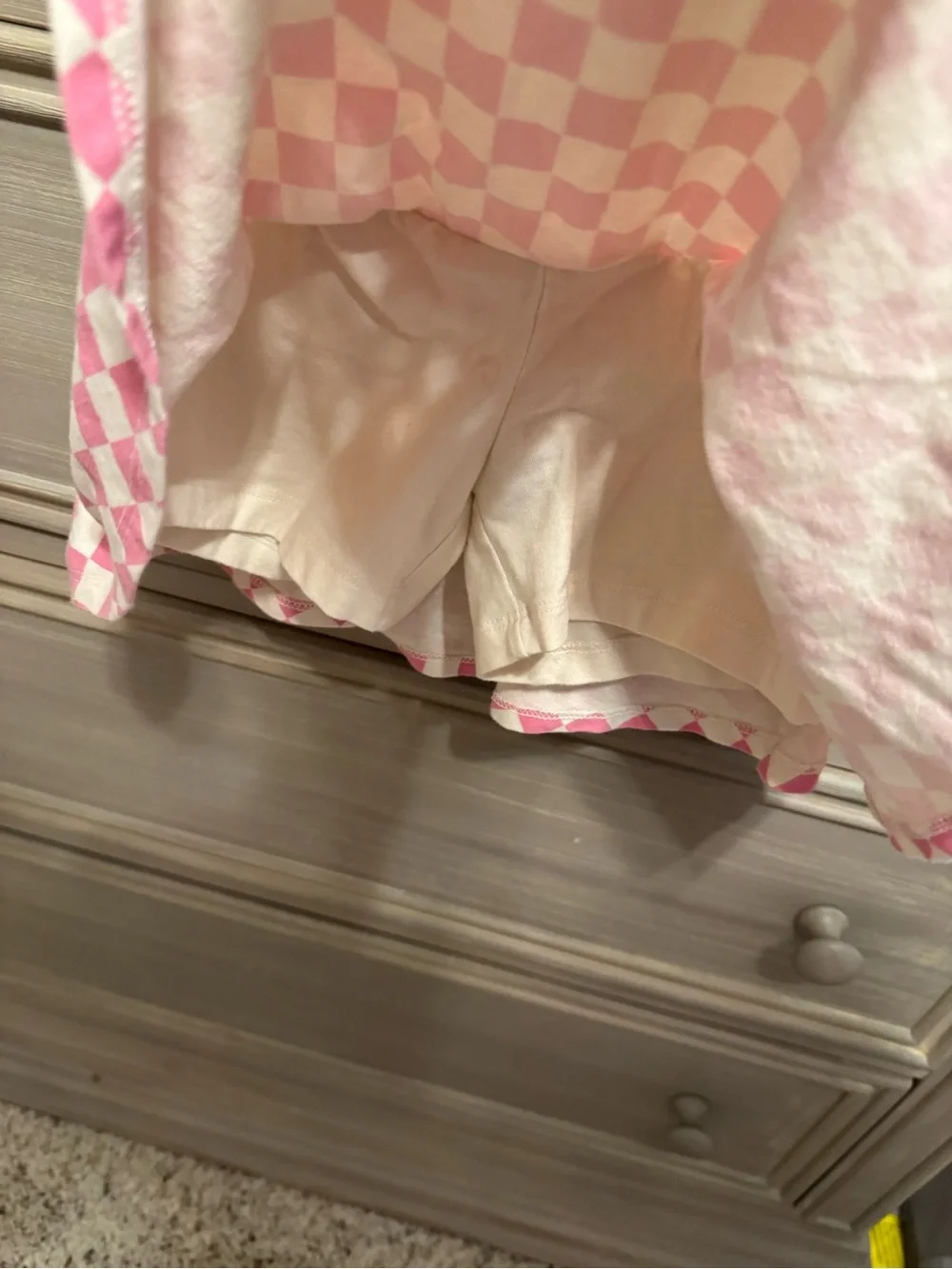 Old Navy Pink and Cream Checkered Flared Skort